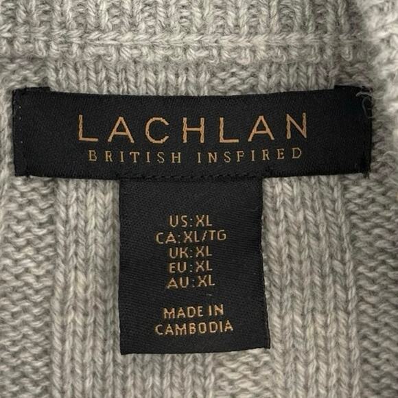 Lachlan British Inspired Cable-Knit Wool-Blend Cardigan Size XL - Picture 8 of 8
